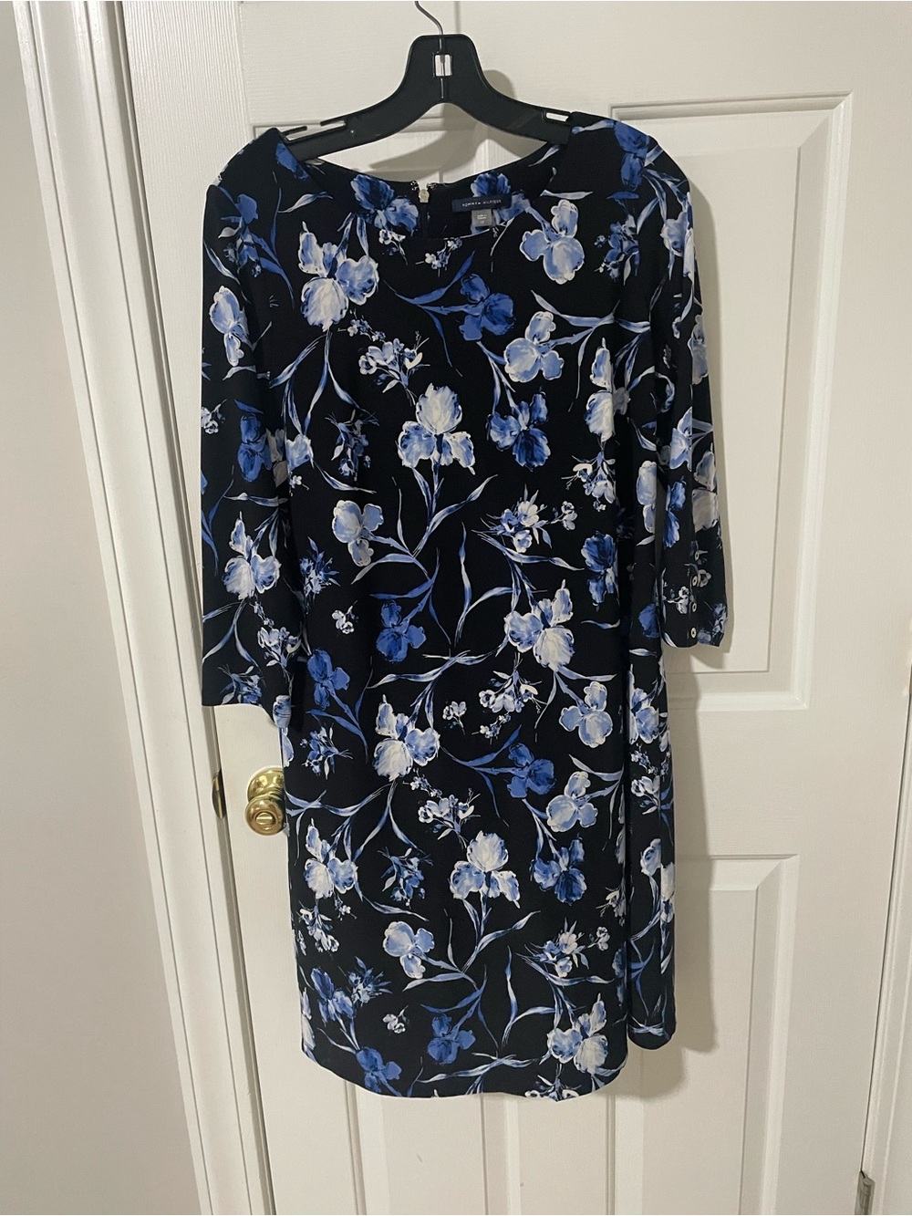 Black & Blue Floral Shift Dress sz12